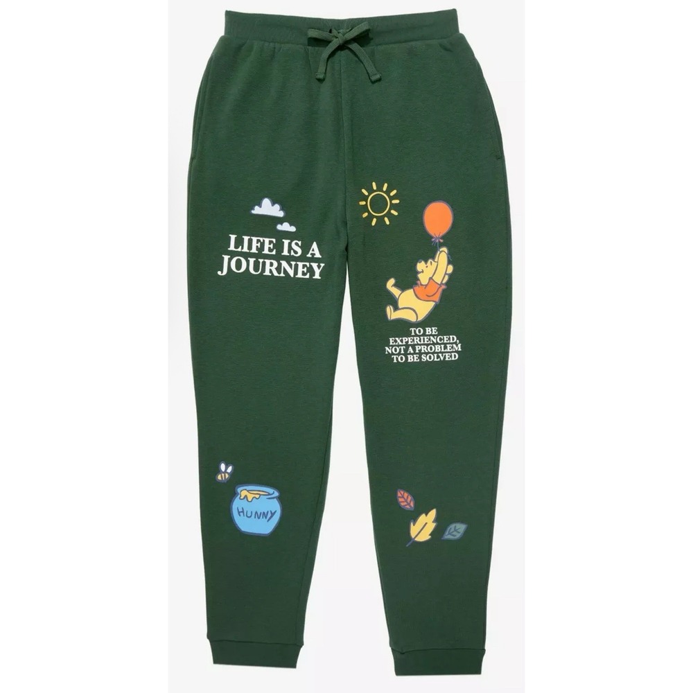 Disney Winnie The Pooh Sweat Pants Pull on Drawstring Size M Elastic Waist = S